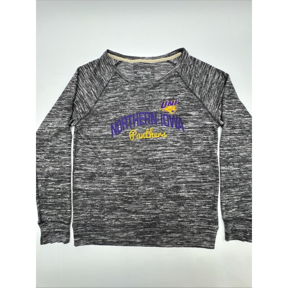 Northern Iowa Panthers TShirt Womens XL Purple Gold Embroidered Long Sleeve UNI